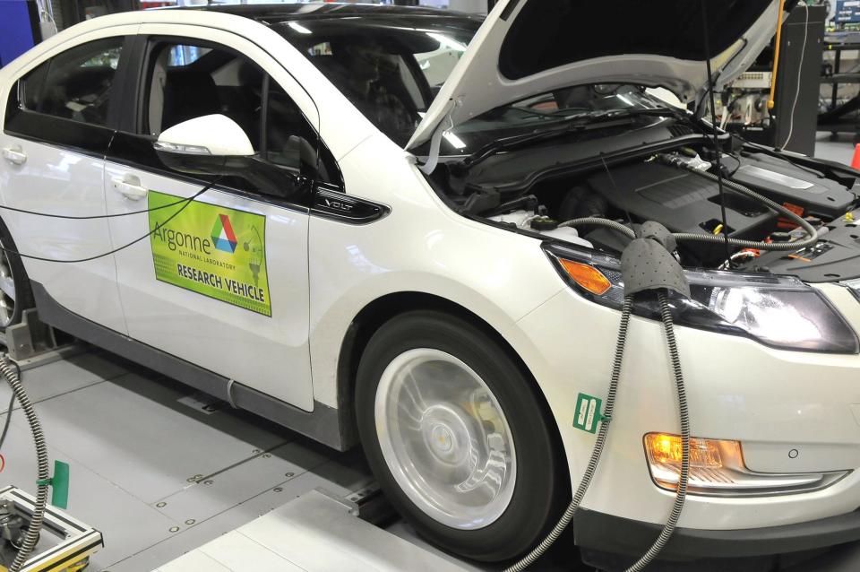 Testing a Chevrolet Volt on dynamometer at Argonne National