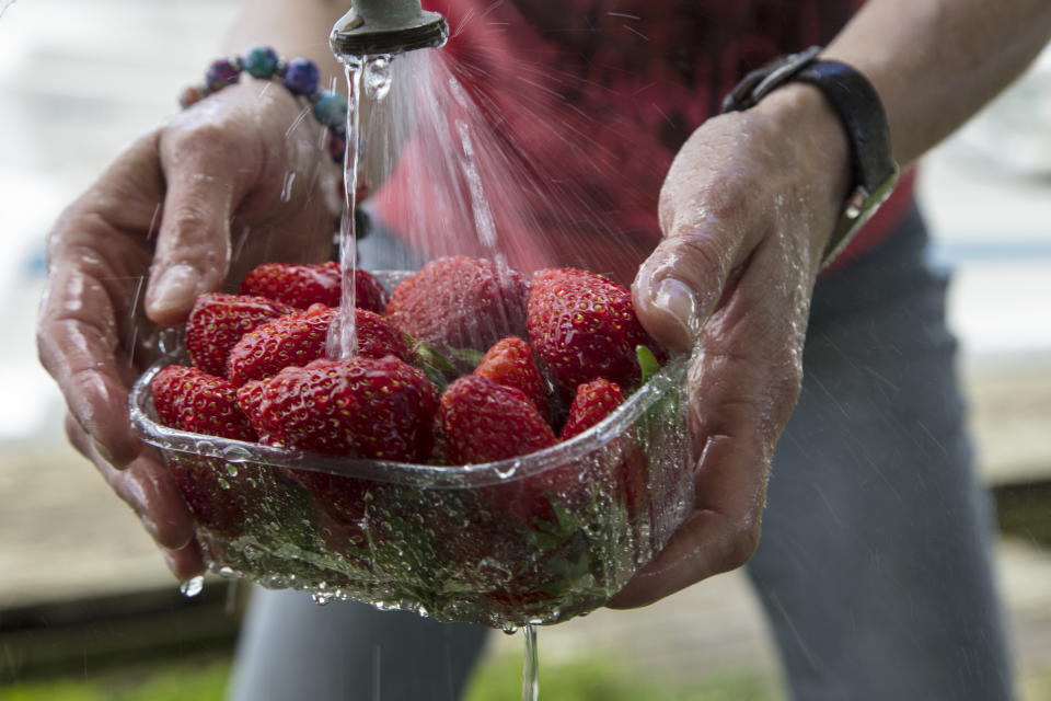 New TikTok video claims rinsing fruit (pictured) inadequate cleaning