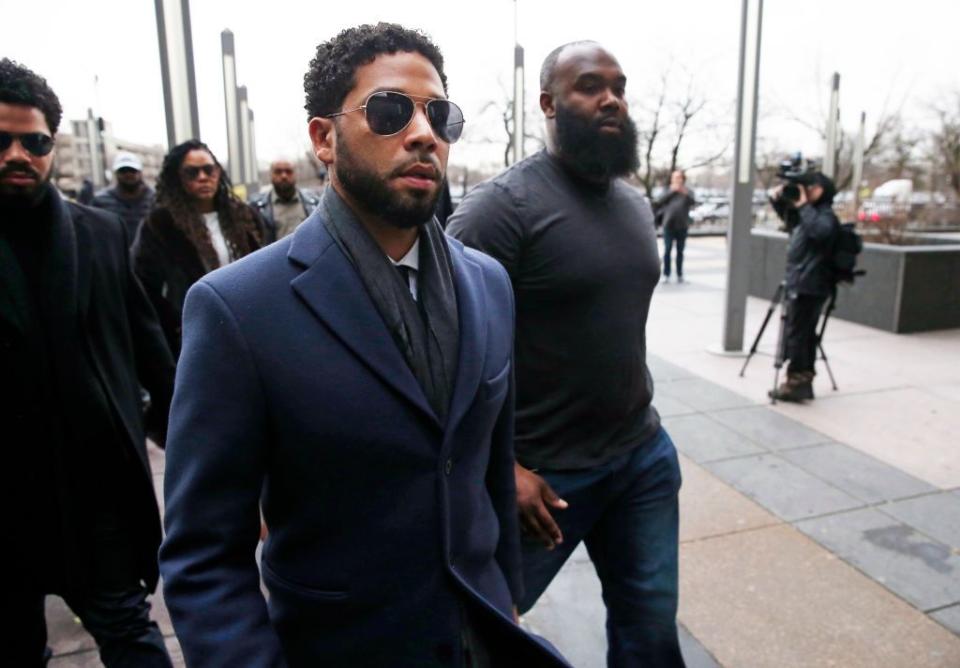 <p>In January 2019, Jussie Smollett told Chicago police that <a href="https://www.cosmopolitan.com/entertainment/a26077181/empire-actor-jussie-smollett-hospitalized-assault-hate-crime-chicago/" rel="nofollow noopener" target="_blank" data-ylk="slk:he had been attacked;elm:context_link;itc:0;sec:content-canvas" class="link ">he had been attacked</a> by two men who yelled "This is MAGA country," put a noose around his neck, and poured a chemical substance on him. A month later, Jussie was arrested and later charged by the Chicago police department for giving them false information. Jussie was then indicted on 16 felony charges, and in 2020, he was indicted on <a href="https://apnews.com/article/ae6ecdc8dfa7b5af555071033b2b2a7b" rel="nofollow noopener" target="_blank" data-ylk="slk:six more charges;elm:context_link;itc:0;sec:content-canvas" class="link ">six more charges</a>. Although the attack is now thought of as a hoax, Jussie <a href="https://www.buzzfeednews.com/article/adeonibada/jussie-smollett-innocence-hoax-maga-attack" rel="nofollow noopener" target="_blank" data-ylk="slk:maintains he did not lie;elm:context_link;itc:0;sec:content-canvas" class="link ">maintains he did not lie</a>.</p>
