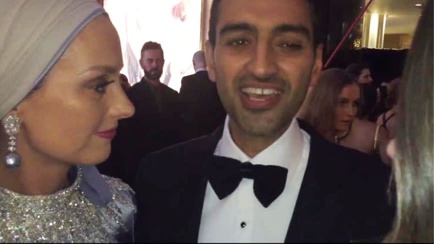 Waleed on the Logie Awards red carpet with his stunning wife. Source: Yahoo7 Entertainment