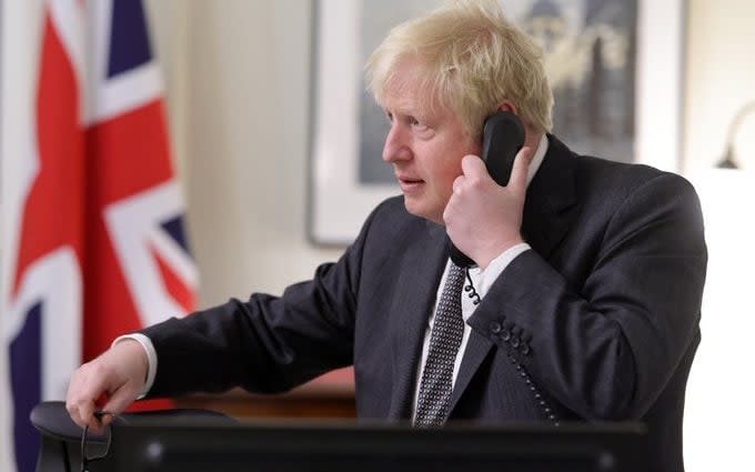 Boris Johnson on the phone to Ursula von der Leyen earlier today - Downing Street/Downing Street