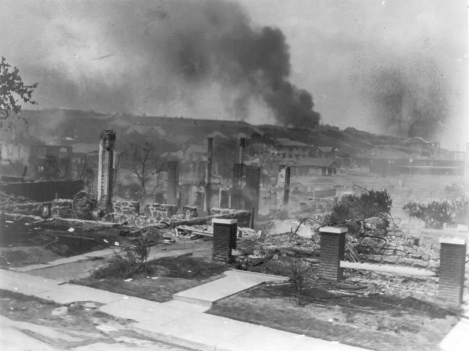 African Americans' homes following the race massacre in Tulsa, Oklahoma in 1921