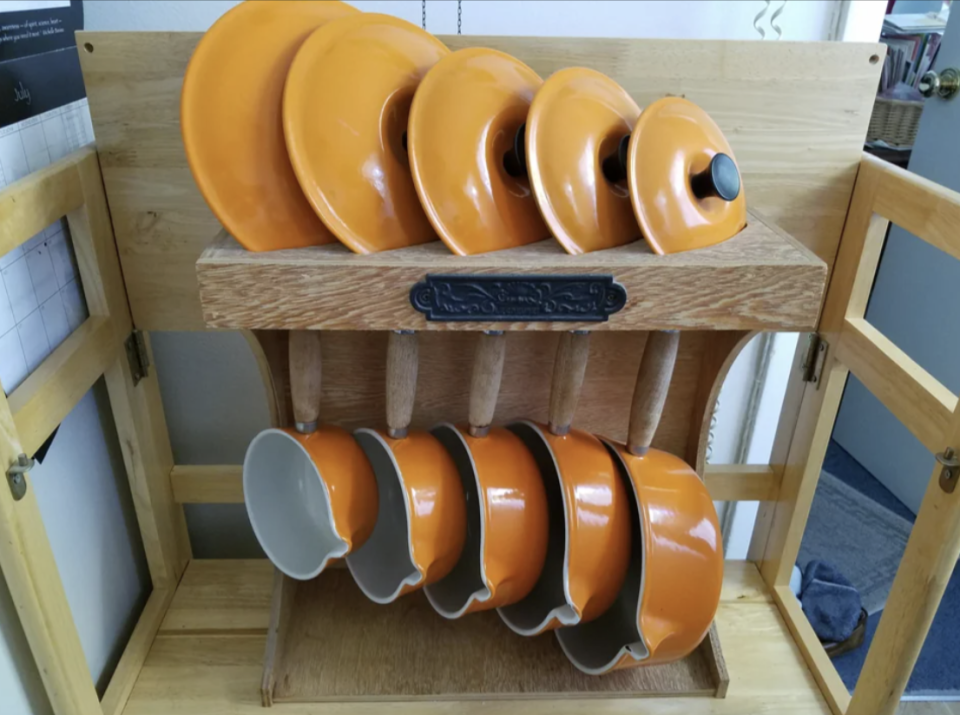 A set of Le Creuset cookware from the 1970s