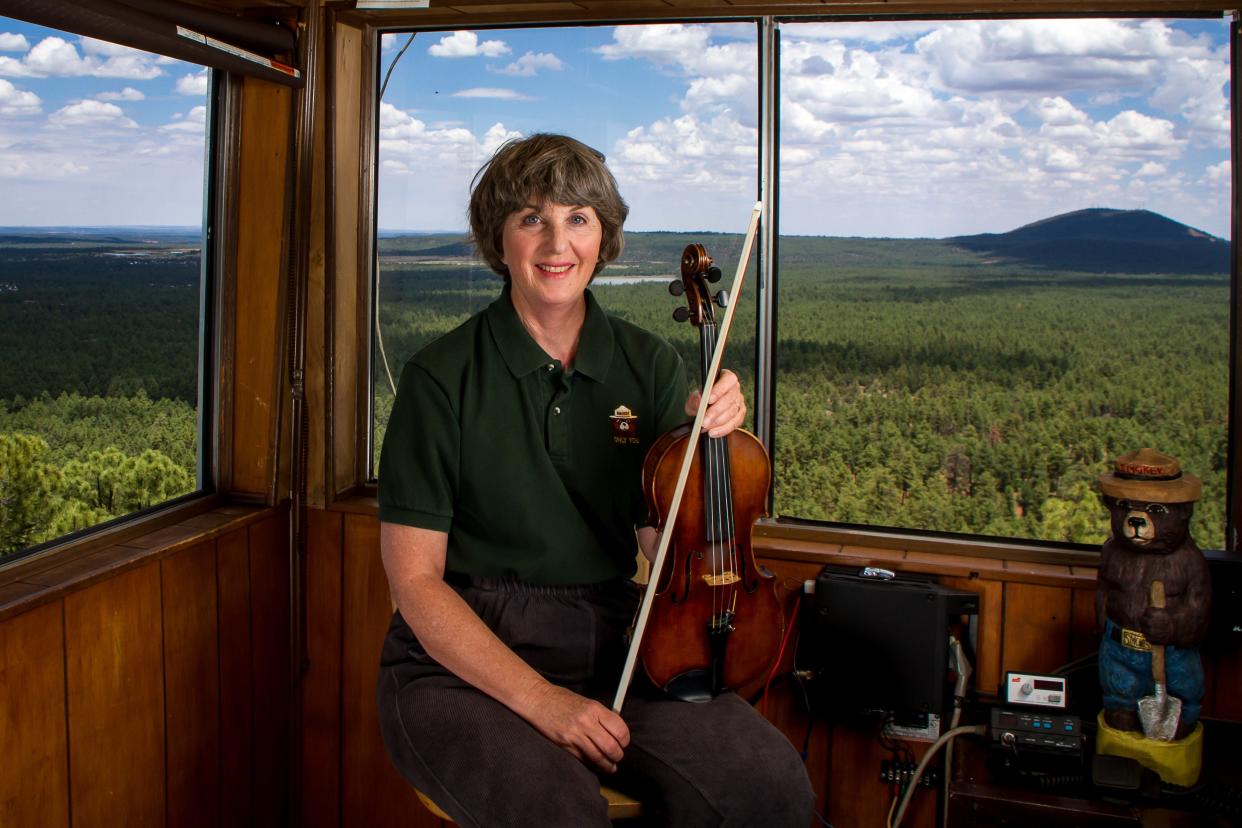 Janie Croxen Ringleberg has been (wo)manning the Springer Mountain Lookout fire watch tower since 1992. It overlooks Pinetop-Lakeside and Show Low on the Apache-Sitgreaves National Forest in the Lakeside Ranger District. From her perch on high, she's seen a lot of change in Arizona's forests and wildfires during that time.