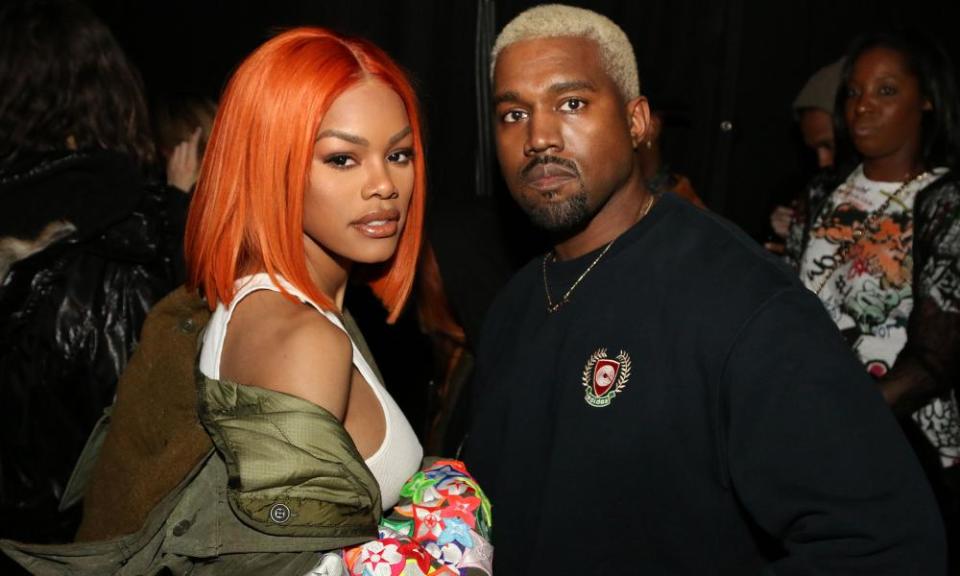 Teyana Taylor and Kanye West at West’s Yeezy show, New York fashion week, February 2017.