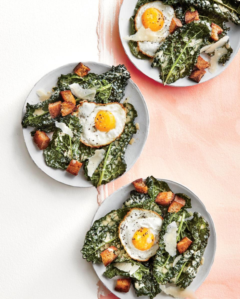 Kale Buttermilk Caesar with Frizzled Eggs