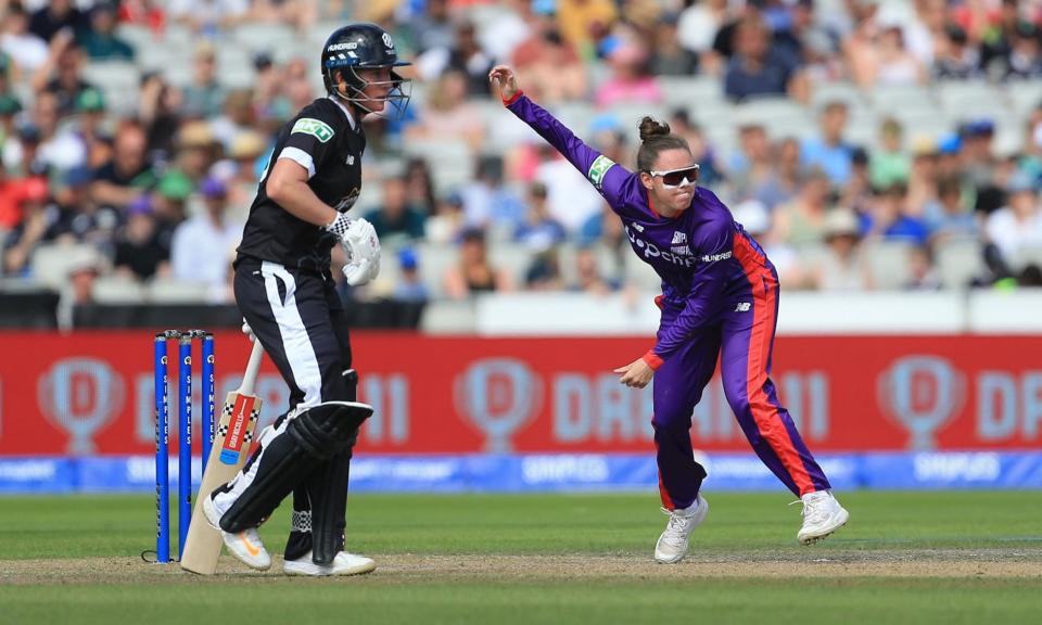 <span>Linsey Smith (right) played in the Women’s T20 World Cup for <a class="link " href="https://sports.yahoo.com/soccer/teams/england-women/" data-i13n="sec:content-canvas;subsec:anchor_text;elm:context_link" data-ylk="slk:England;sec:content-canvas;subsec:anchor_text;elm:context_link;itc:0">England</a> in 2018.</span><span>Photograph: George Franks/ProSports/Shutterstock</span>