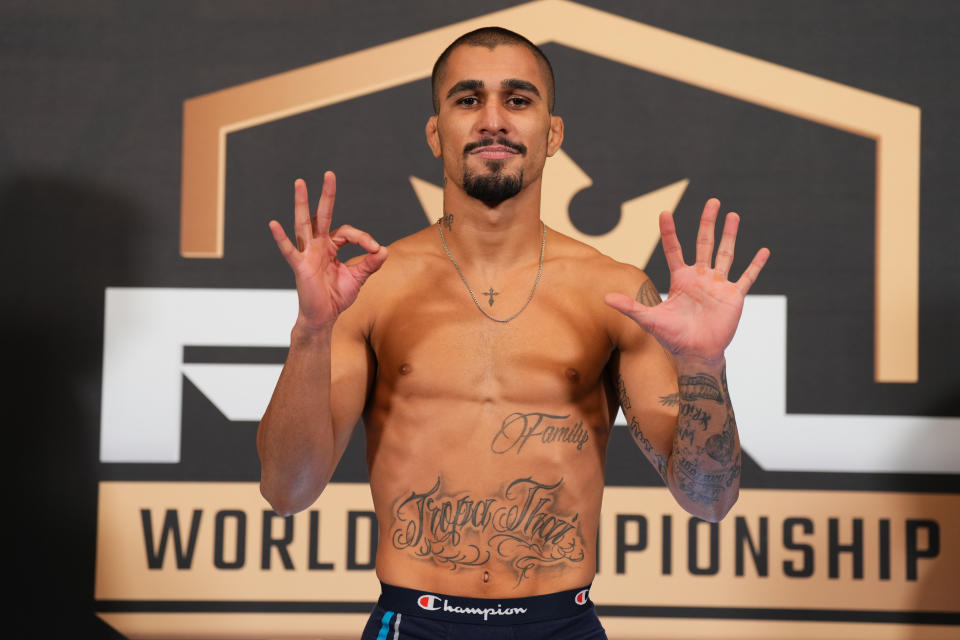 Gabriel Braga, 2023 PFL Championships Official Weigh-Ins at the Grand Hyatt Washington in Washington D.C., Thursday, Nov. 23, 2023. (Cooper Neill / PFL)