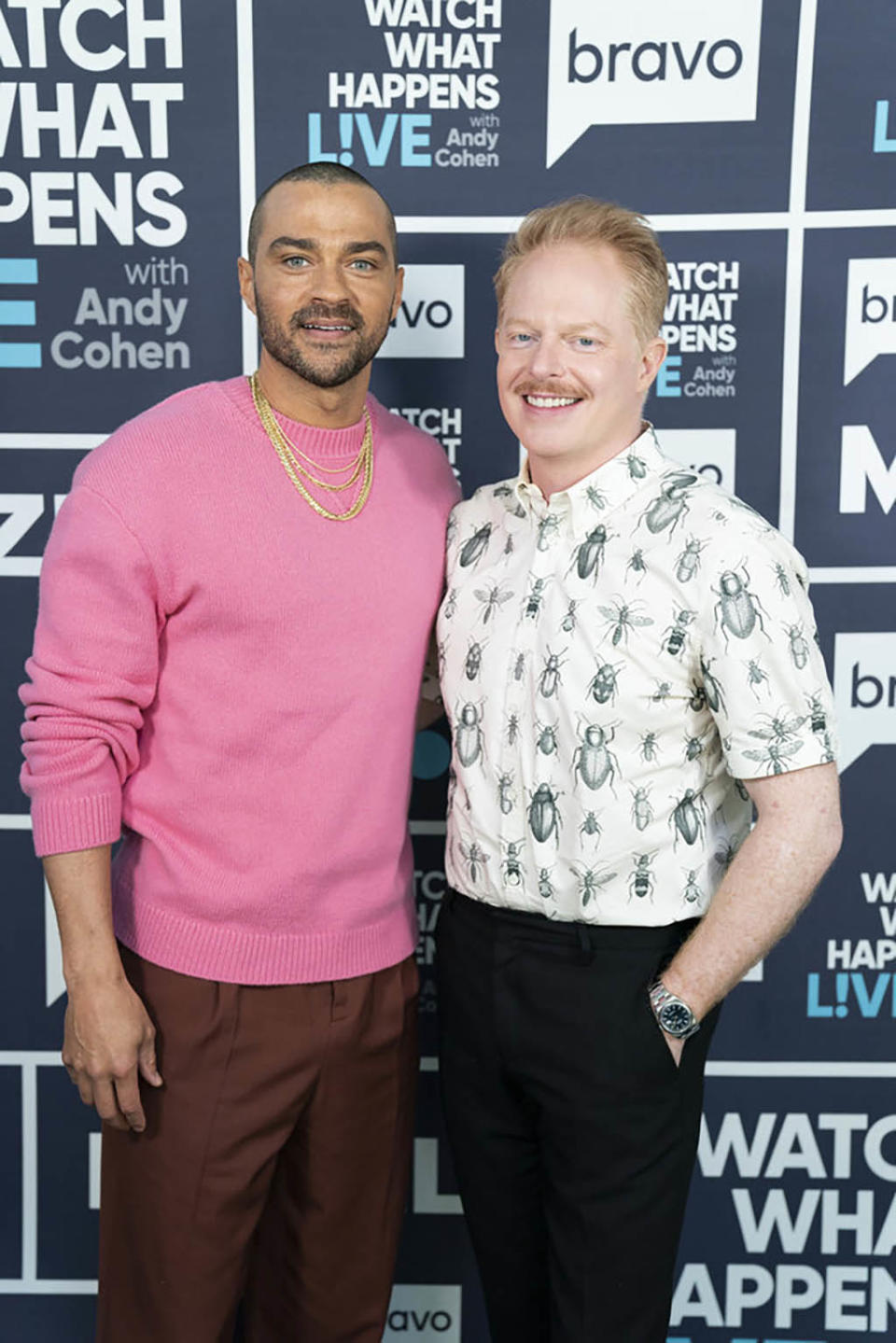 (L-R) Jesse Williams and Jesse Tyler Ferguson on “Watch What Happens Live With Andy Cohen” on May 9, 2022. - Credit: Ralph Bavaro/Bravo