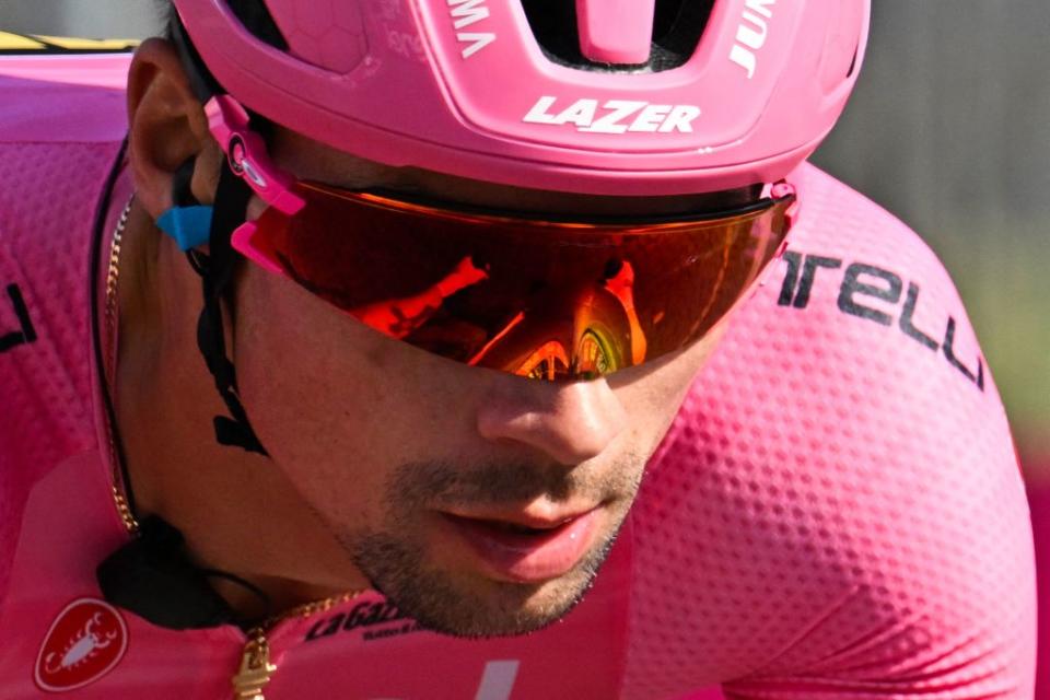 Overall leader JumboVismas Slovenian rider Primoz Roglic cycles during the twentyfirst and last stage of the Giro dItalia 2023 cycling race 135 km in and around Rome on May 28 2023 Photo by Alberto PIZZOLI  AFP Photo by ALBERTO PIZZOLIAFP via Getty Images