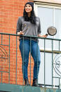 <p>Sarah Silverman cheers healthcare workers from her N.Y.C. East Village patio on Thursday.</p>