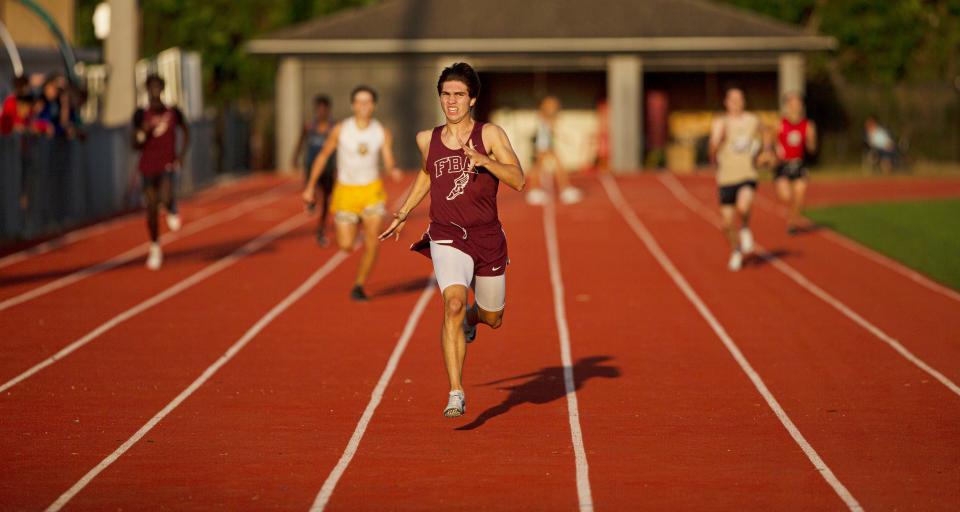 FBA’s Jacob Panzarella wins the 400  at  the Private 8 meet at ECS on Friday, April 8, 2022. 