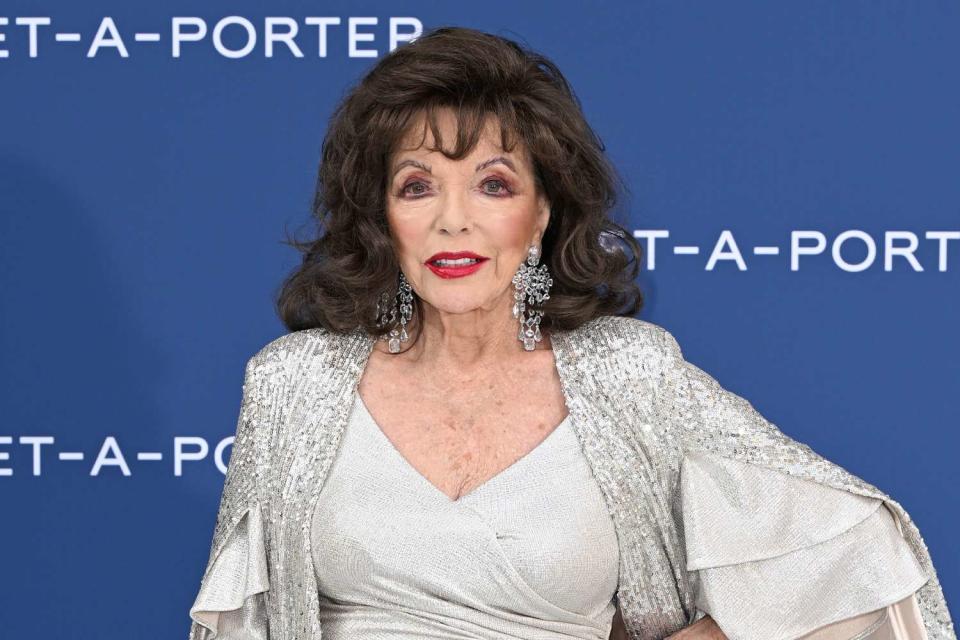 <p>Jeff Spicer/Getty</p> When asked about her tendency to date younger men, Joan Collins said that "love has no limits."