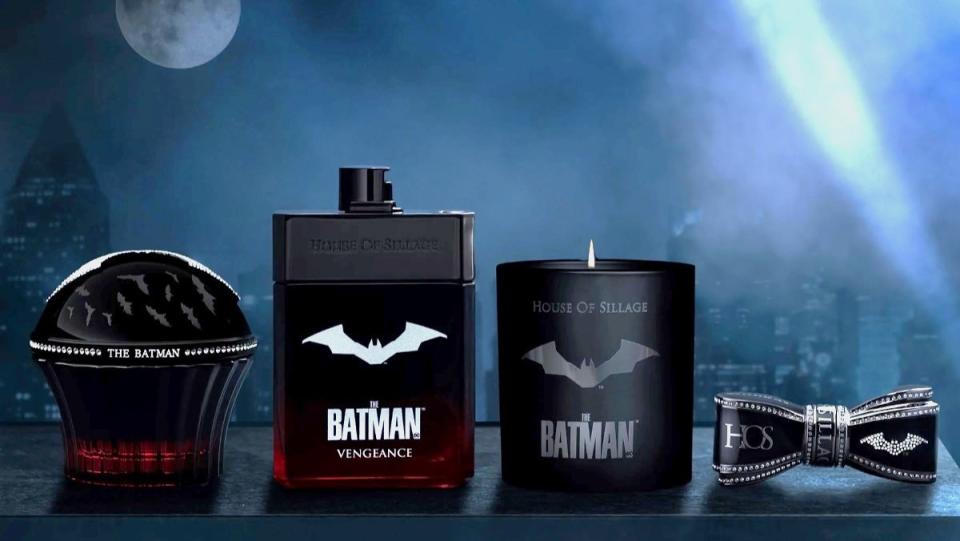 The Batman-themed fragrances, candle, and lipstick case