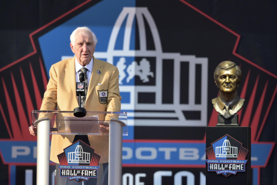 Former NFL executive Gil Brandt was one of eight men inducted into the Pro Football Hall of Fame on Saturday night. (AP)