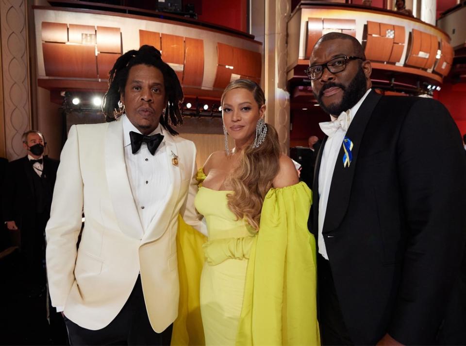 Jay-Z, Beyonce, Tyler Perry, 2022 Oscars, 2022 Academy Awards, Red Carpet, Candid, Candids, Backstage