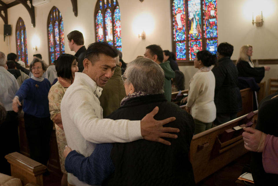 Harry Pangemanan with fellow congregants 