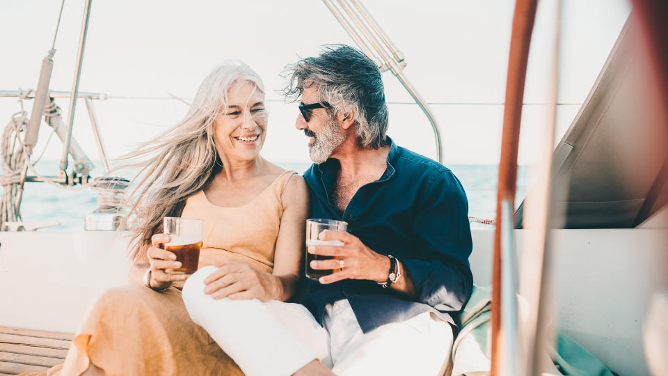 senior couple in retirement on a boat