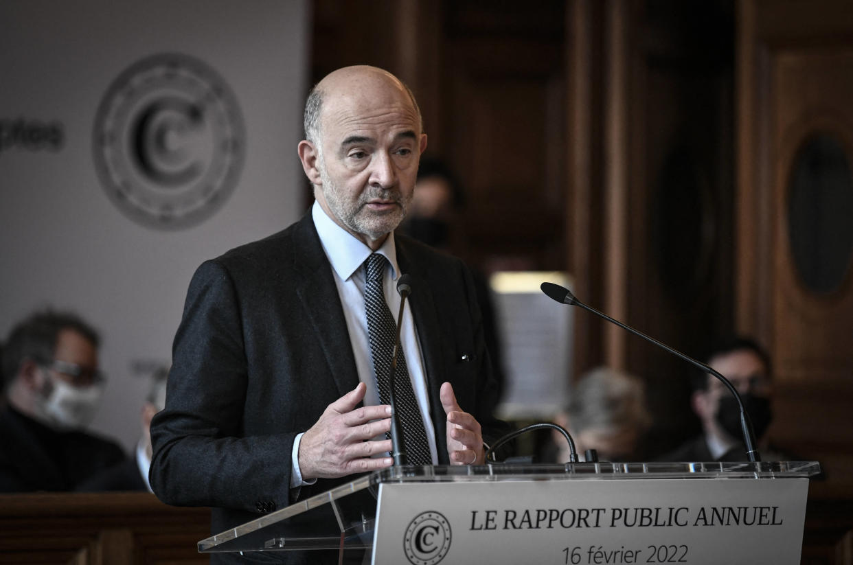 Le premier président de la Cour des comptes, Pierre Moscovici, photographié lors de la remise du rapport public annuel au mois de février. 