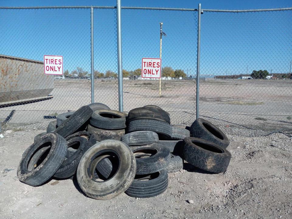 Used tires prepared to be picked up at the Artesia Fairgrounds Convenience Station on Nov. 21, 2023.