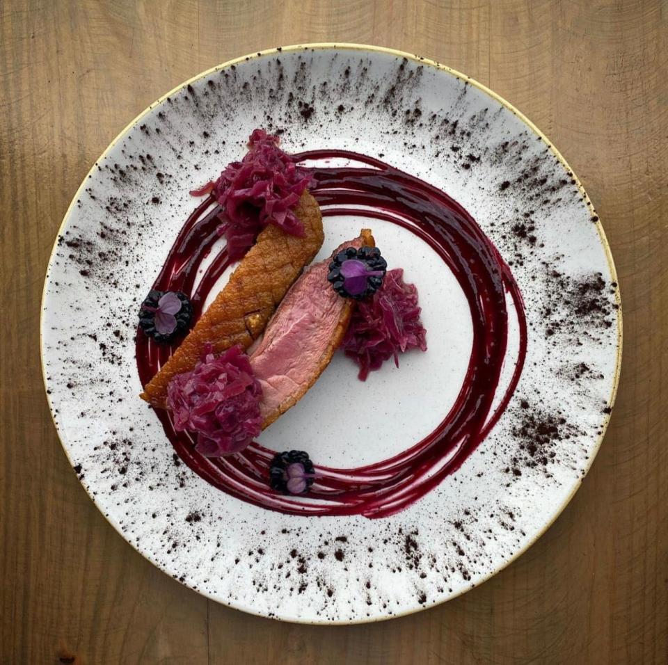 Duck with red cabbage at Viaggio in Wayne for Valentine's Day