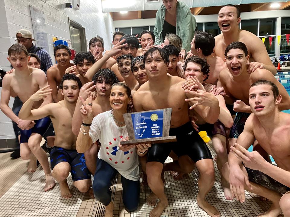 The Passaic Tech boys swimming team won its third straight sectional title by defeating Ridgewood. Feb. 14, 2024.