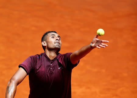 Tennis - Madrid Open - Stan Wawrinka of Switzerland v Nick Kyrgios of Australia - Madrid, Spain - 4/5/16 Kyrgios serves the ball REUTERS/Andrea Comas