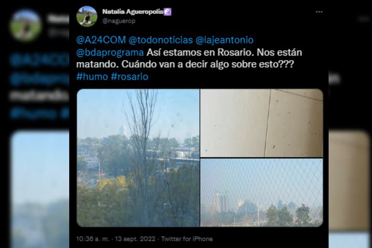 Los usuarios muestran cómo se vive en Rosario (Captura Twitter)