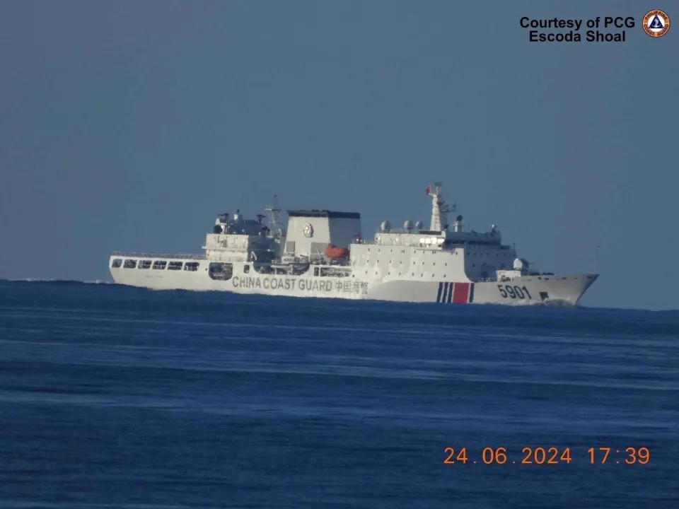 The Chinese coast guard vessel nicknamed the "Monster" rests on Philippine waters.