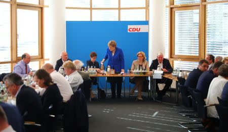 German Chancellor Angela Merkel attends a Christian Democratic Union (CDU) leadership meeting in Berlin, Germany, July 2, 2018. REUTERS/Hannibal Hanschke