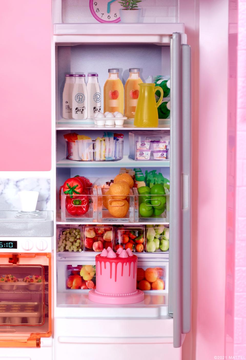 Barbie's refrigerator, as organized by The Home Edit.