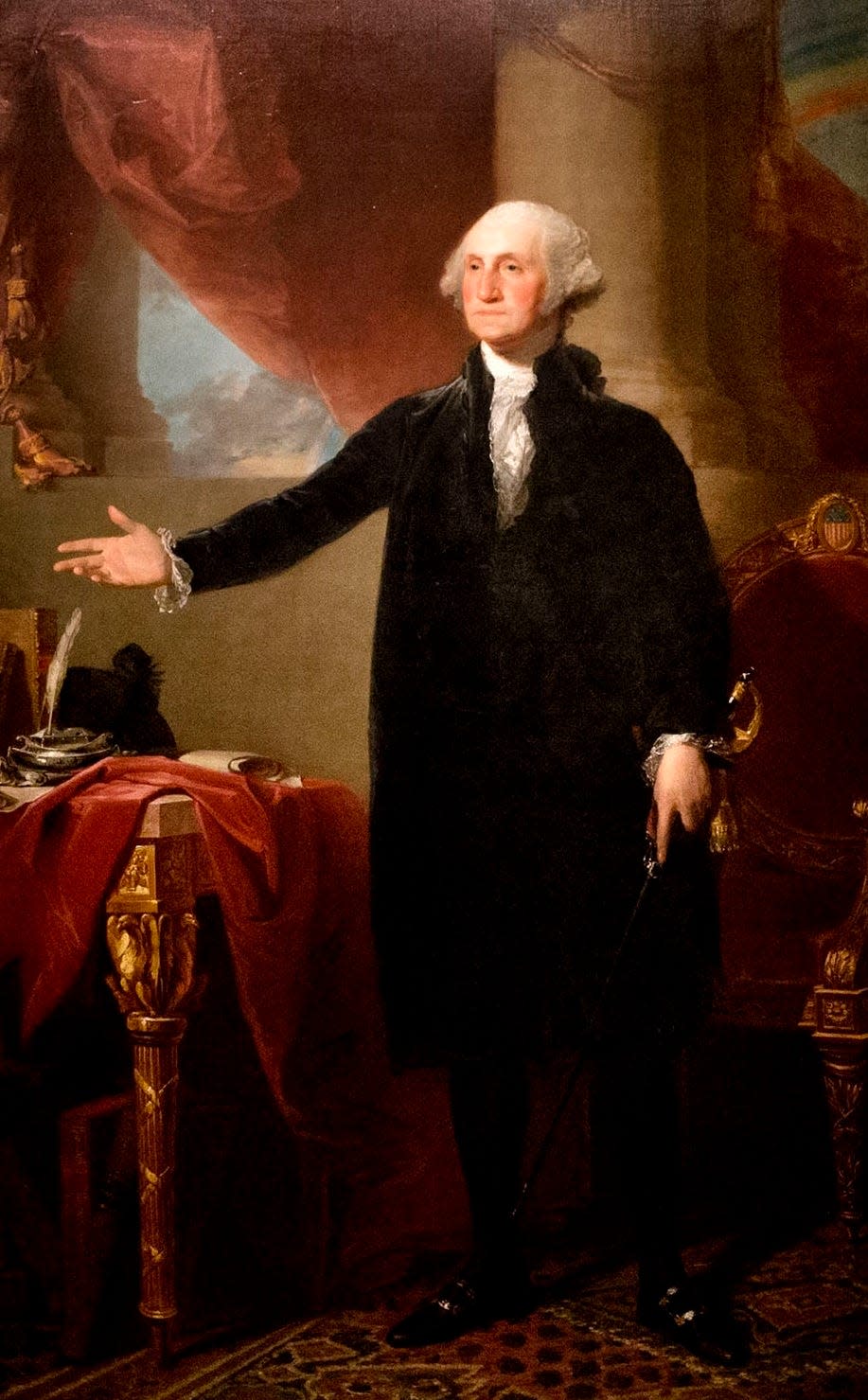 President George Washington warned about the potentially malign influence of political parties on democracy. This painting of Washington by artist Gilbert Stuart from 1796, at the National Portrait Gallery in Washington.