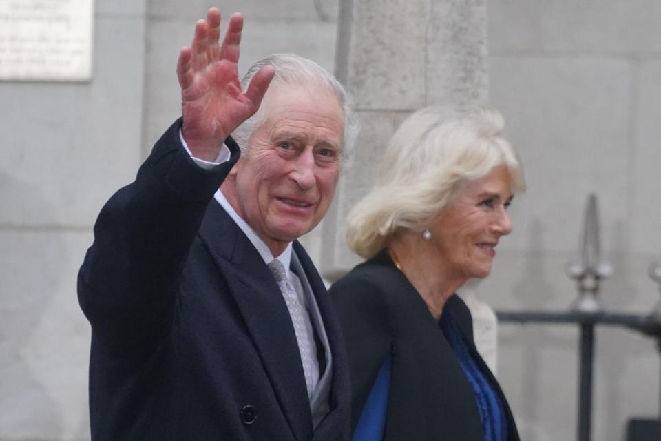 The King and Queen leave the London Clinic where Charles underwent a procedure for an enlarged prostate (Victoria Jones/PA) (PA Wire)