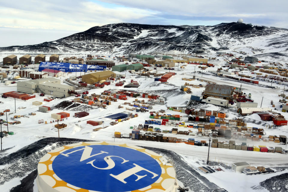 FILE - McMurdo Station, a United States Antarctic research station, is photographed from the air on Oct. 27, 2014. An AP investigation in August 2023 uncovered a pattern of women at McMurdo Station who said their claims of sexual harassment or assault were minimized by their employers, often leading to them or others being put in further danger. (National Science Foundation via AP, File)