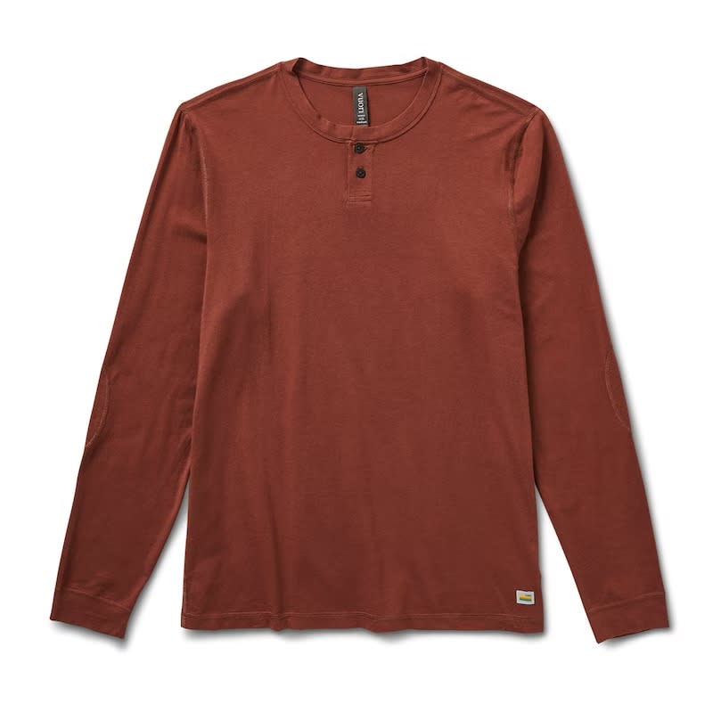 Vuori Long-Sleeve Ever Henley in red; best henley shirts