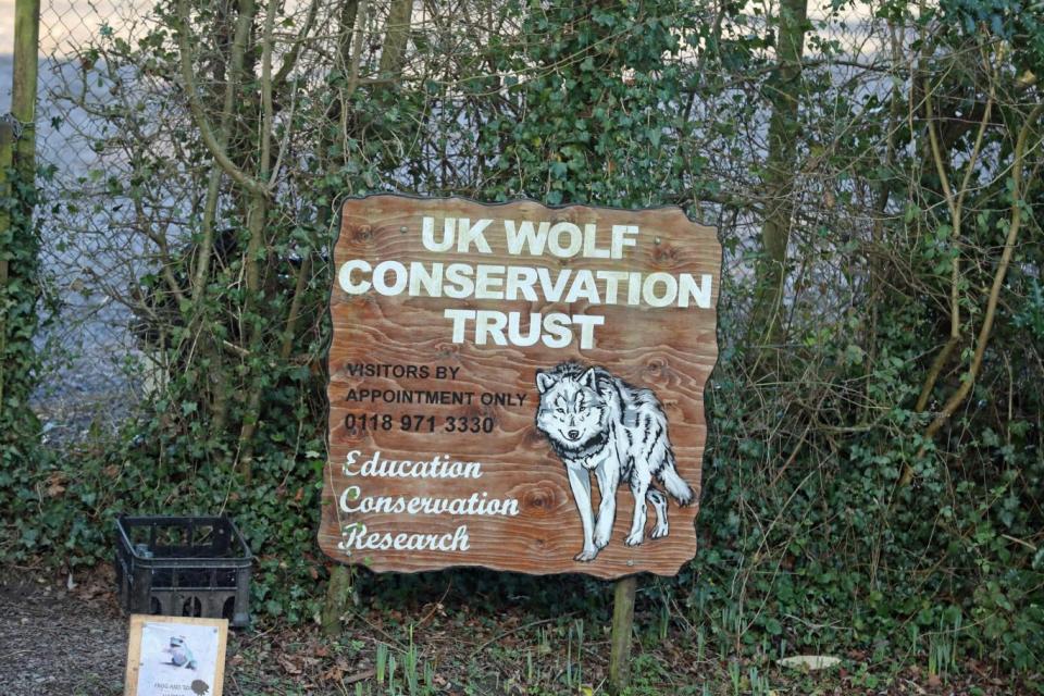 The entrance to the UK Wolf Conservation Trust's premises (PA)