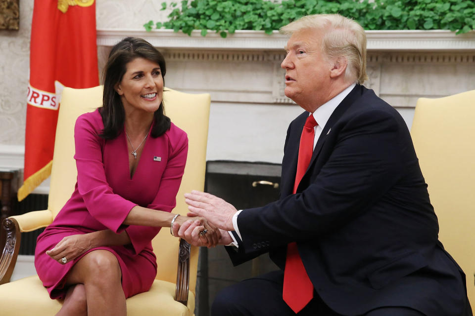 Trump and Haley shake hands (Mark Wilson/Getty Images)