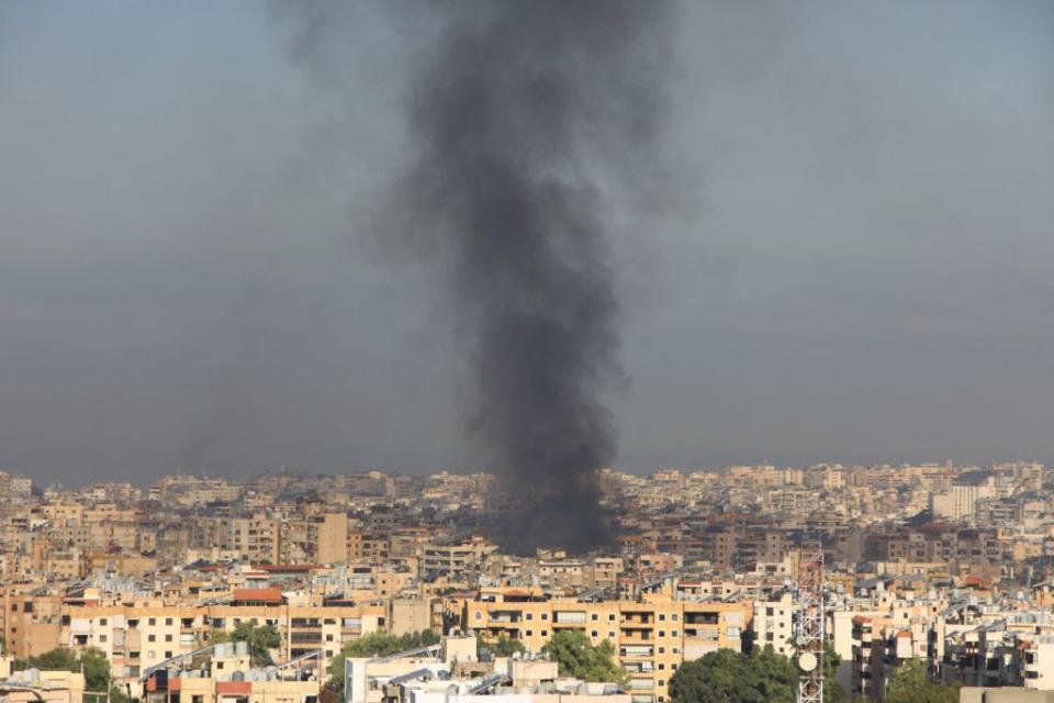 A plume of smoke above Beirut after the Nasrallah assassination