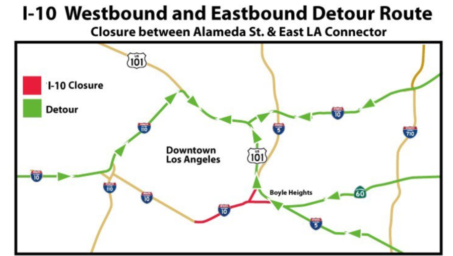 I-10 West and Eastbound detour routes