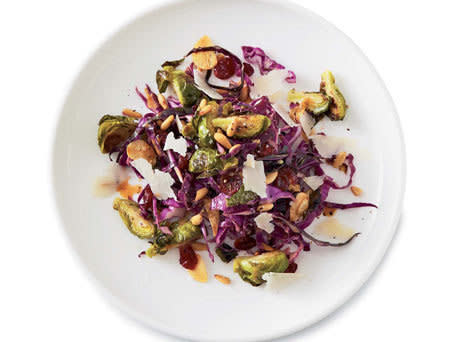 <strong>Get the <a href="http://www.huffingtonpost.com/2011/10/27/roasted-brussels-sprouts-_n_1061047.html">Roasted Brussels Sprouts with Cabbage and Pine Nuts</a> recipe</strong>