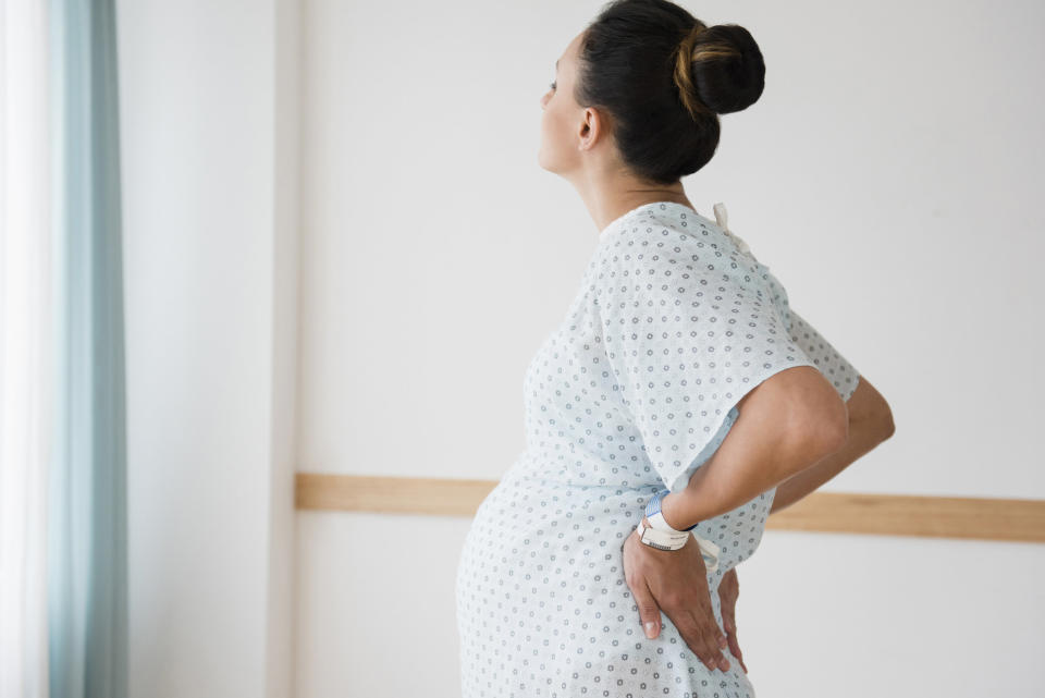 A pregnant woman in a hospital