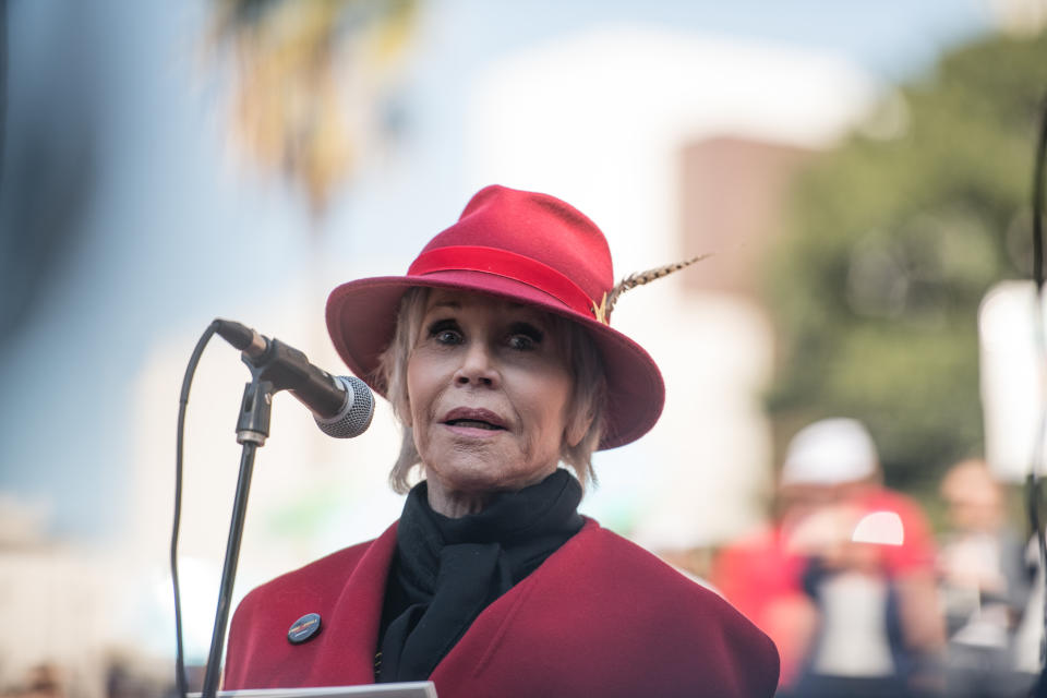 Jane Fonda attends Fire Drill Friday on February 07, 2020 in Los Angeles, California. (Photo by Morgan Lieberman/WireImage)