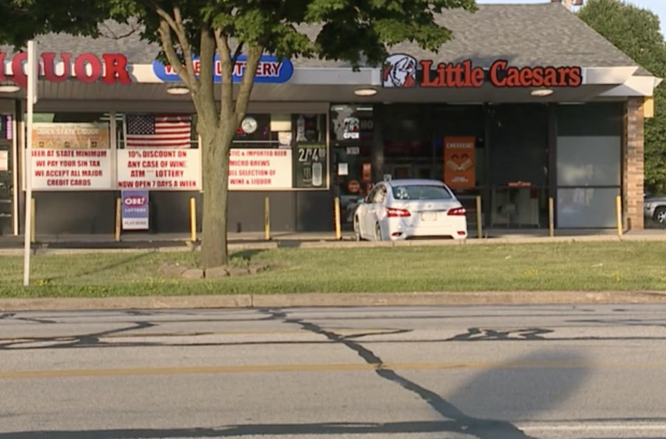 The front of the Little Caesars store where the couple bought the pizza.