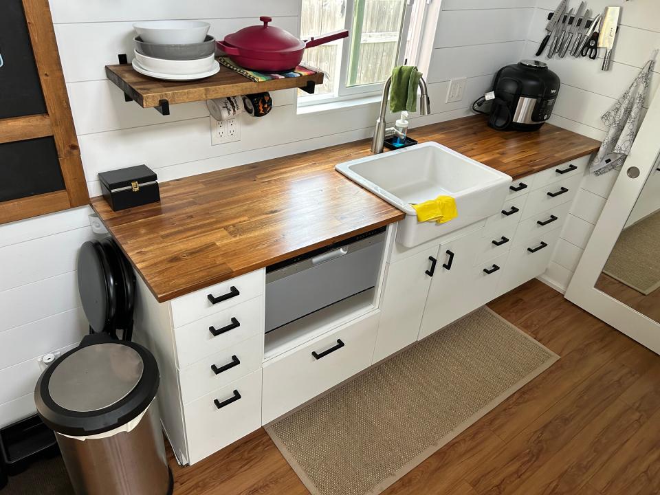 kitchen storage white drawers