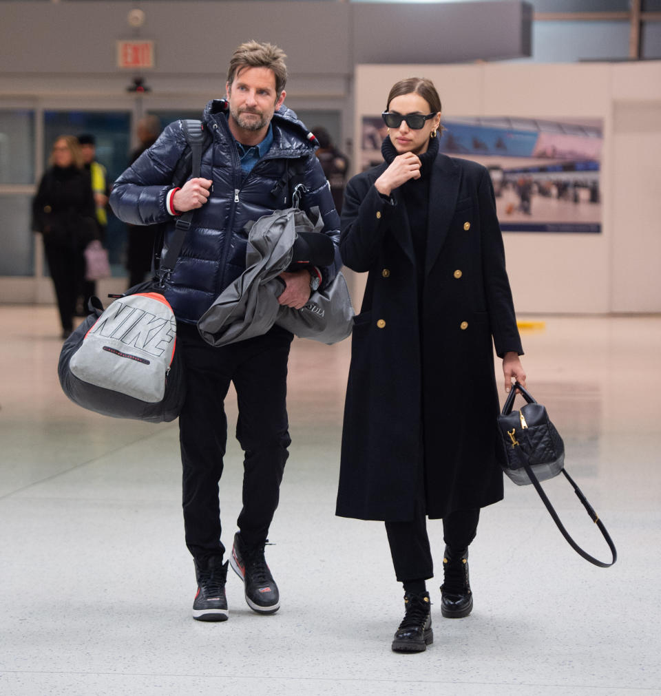 Bradley Cooper and Irina Shayk arrive at JFK airport on February 7, 2019 in New York City. (Photo by ECP/GC Images)