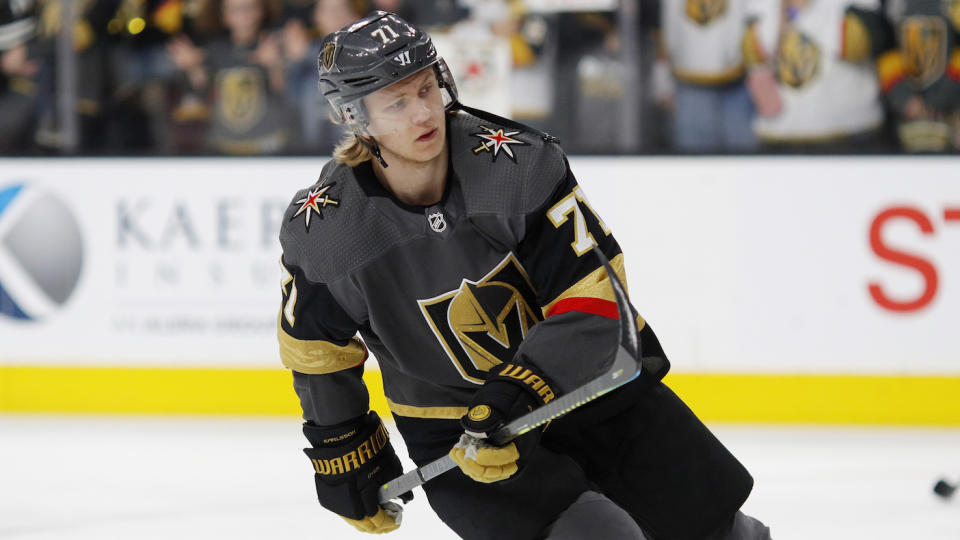 Vegas Golden Knights center William Karlsson is reportedly signing an eight-year extension. (AP Photo/John Locher)