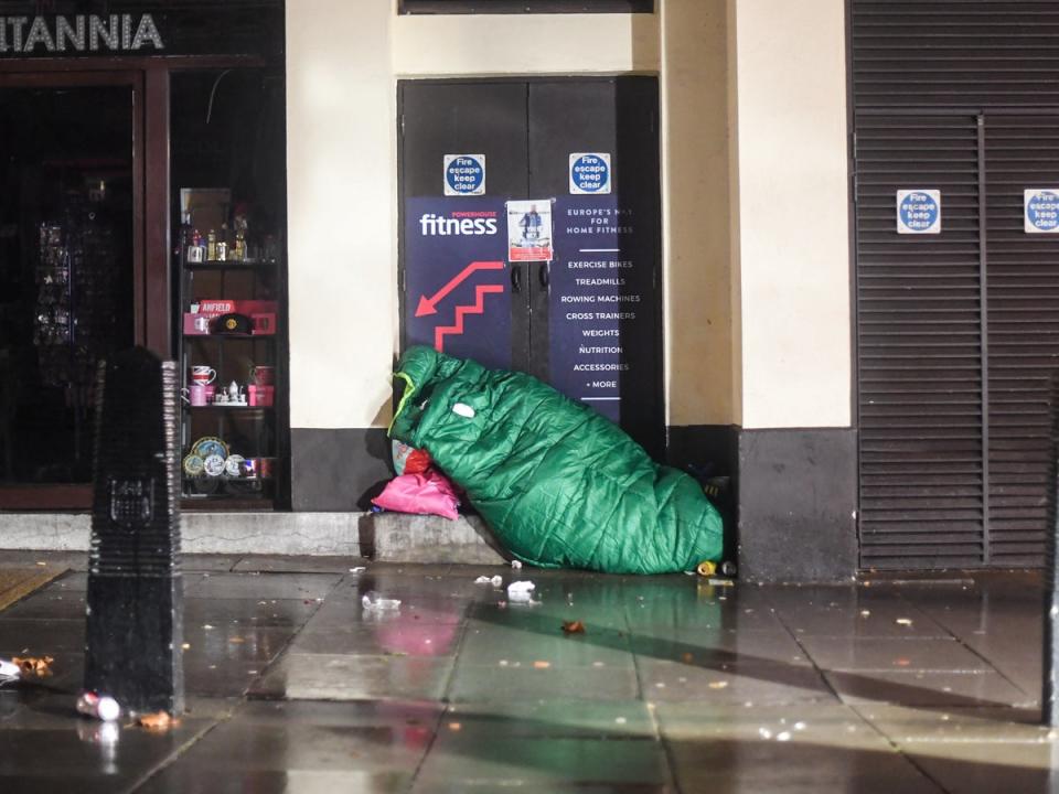 A homeless person sleeping in a doorway in London in 2020 (Getty Images)