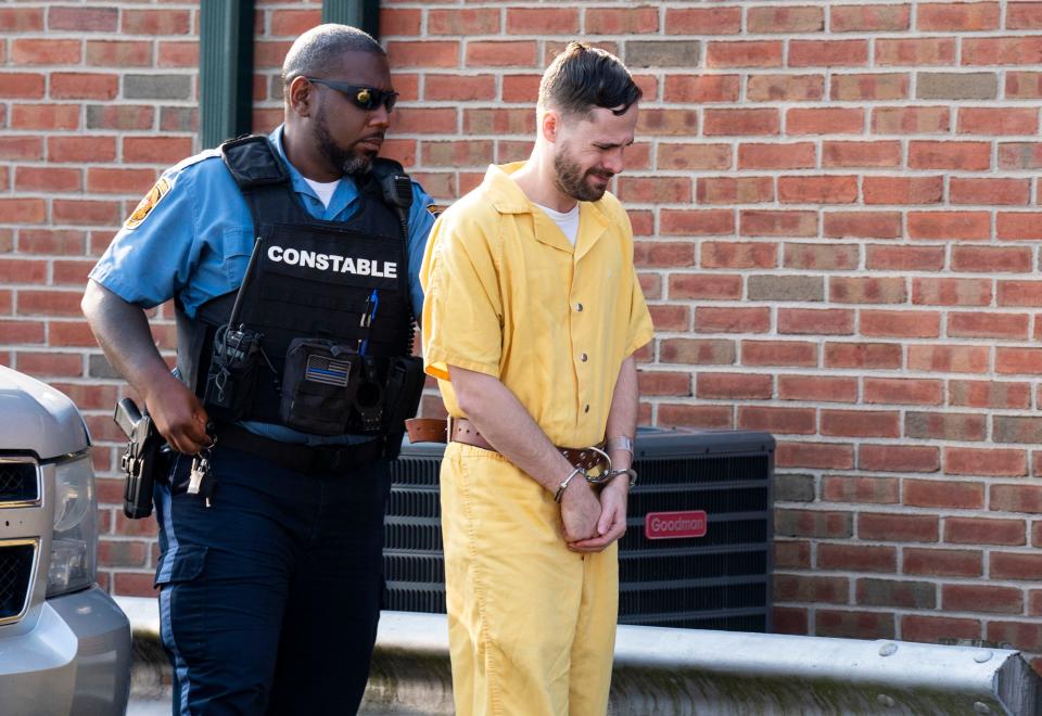 Tyler Sullivan, of Bristol, enters court Tuesday, July 26, 2023, where he waived a hearing in the murder of his infant son.