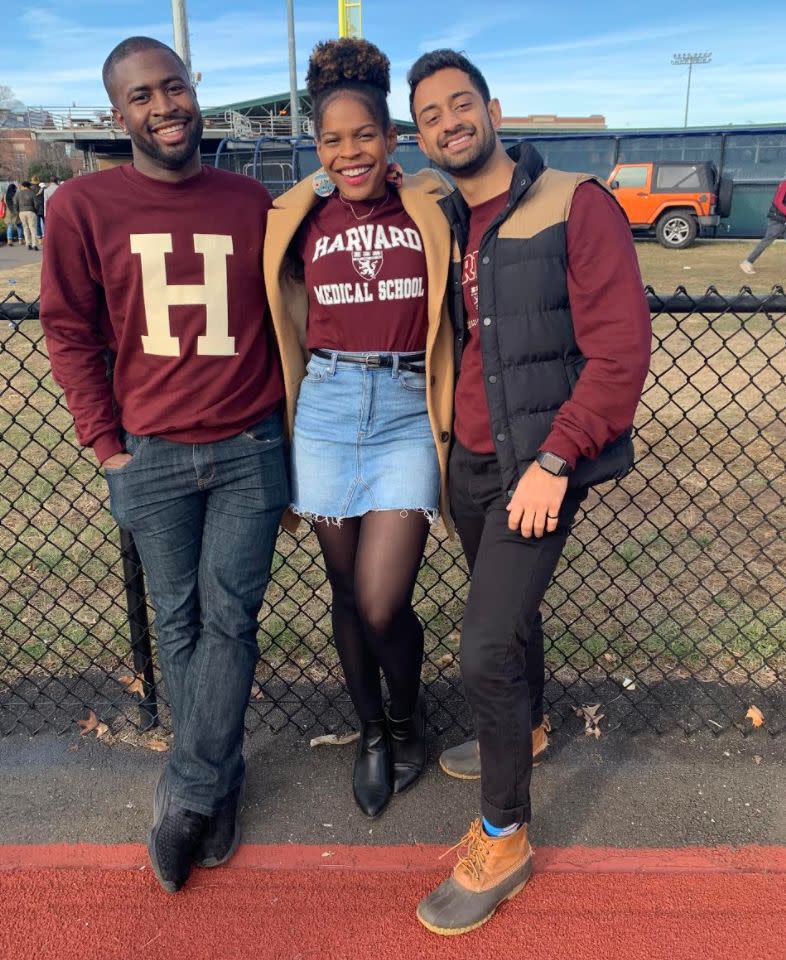 The author with her friends at a tailgate. Both friends are important components of her support system as a Black woman at Harvard Medical School. (Photo: Courtesy of LaShyra “Lash” Nolen)