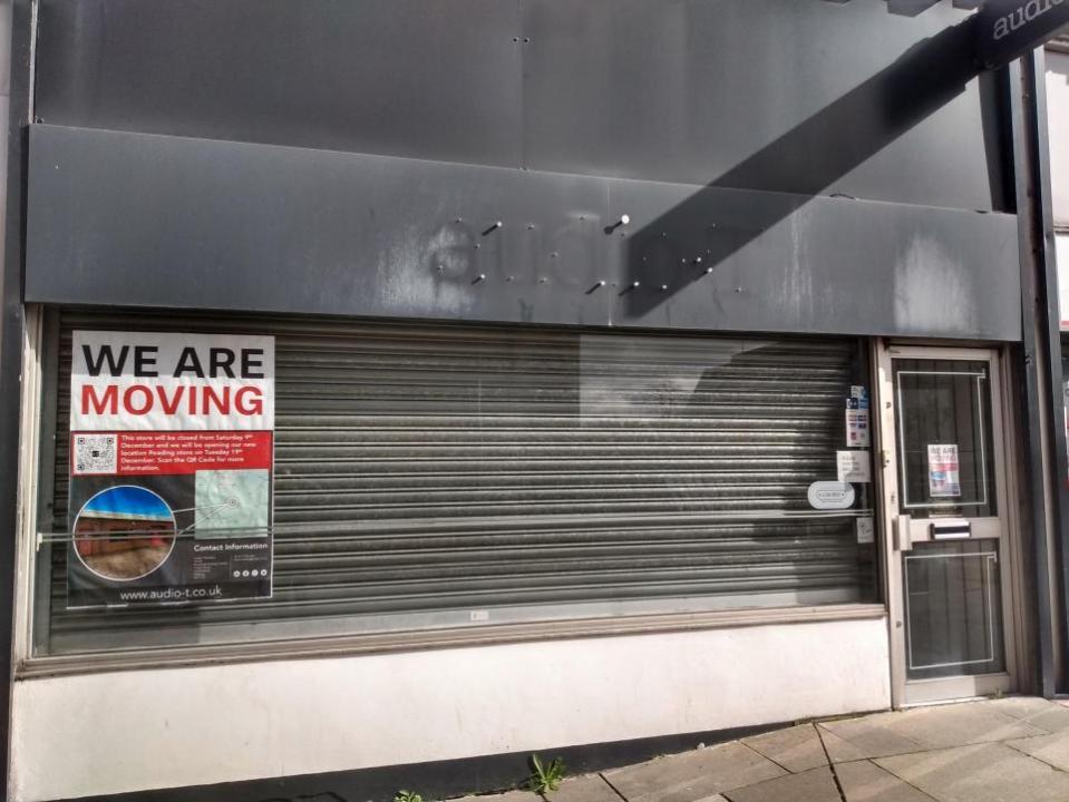 Reading Chronicle: The Audio T unit at Broad Street Mall along Queens Walk in Reading town centre. Audio T has already moved to the Brookside Business Centre in Swallowfield. Credit: James Aldridge, Local Democracy Reporting Service